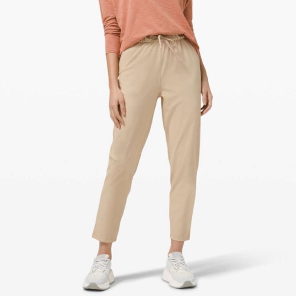Lululemon Keep Moving Stretch High Rise Elastic Drawstring Pants Women 6 Trench